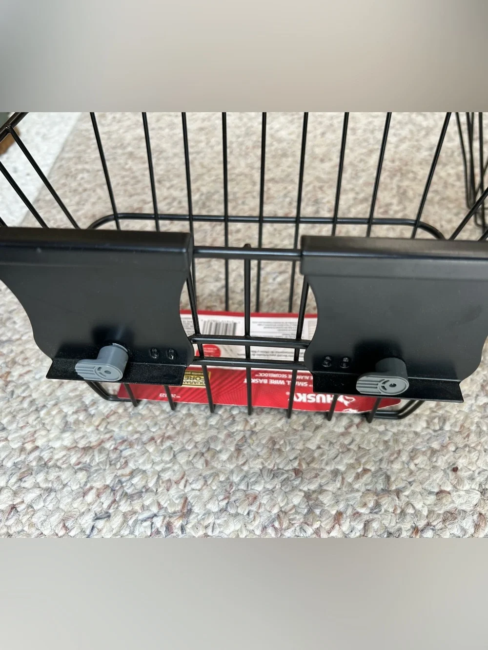 HUSKY Wall & Track System. Black Wire Clip-On Storage Baskets -Set/3. Heavy duty